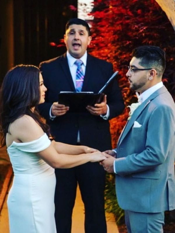 Gabriel Hernandez wedding officiant performing outdoor ceremony in San Dimas CA